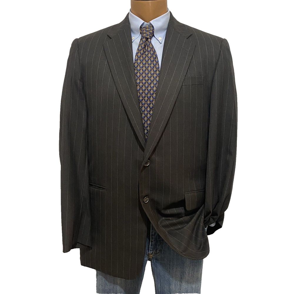 Hickey Freeman Loro Piana Tasmanian Super‎ 130's 42L Charcoal Pinstripe Jacket